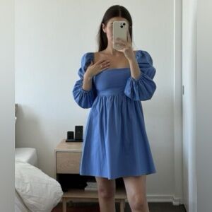 Reformation SIZE 0 Michaela square neck mini dress in Dusk Blue